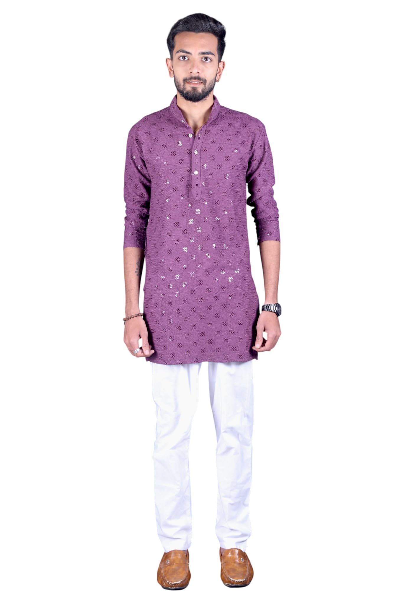 Mens Light Purple Sparkly Kurta