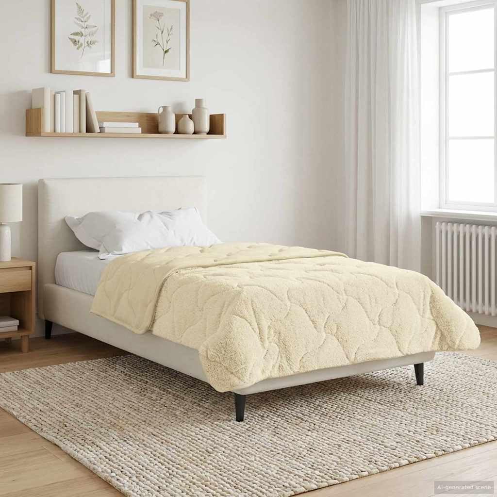 Duvet matelassé grand confort crème en microfibre réversible