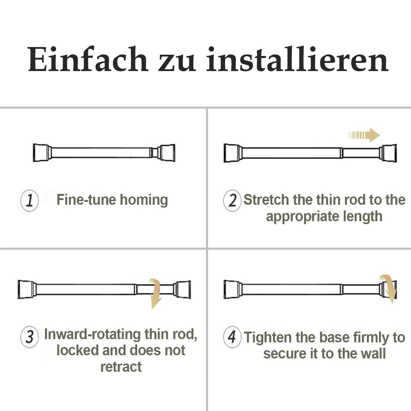 Barra de cortina de ducha extensible sin taladro, barra de tensión ajustable para divisor de baño, fácil instalación, solución de ahorro de espacio, 3,14 m