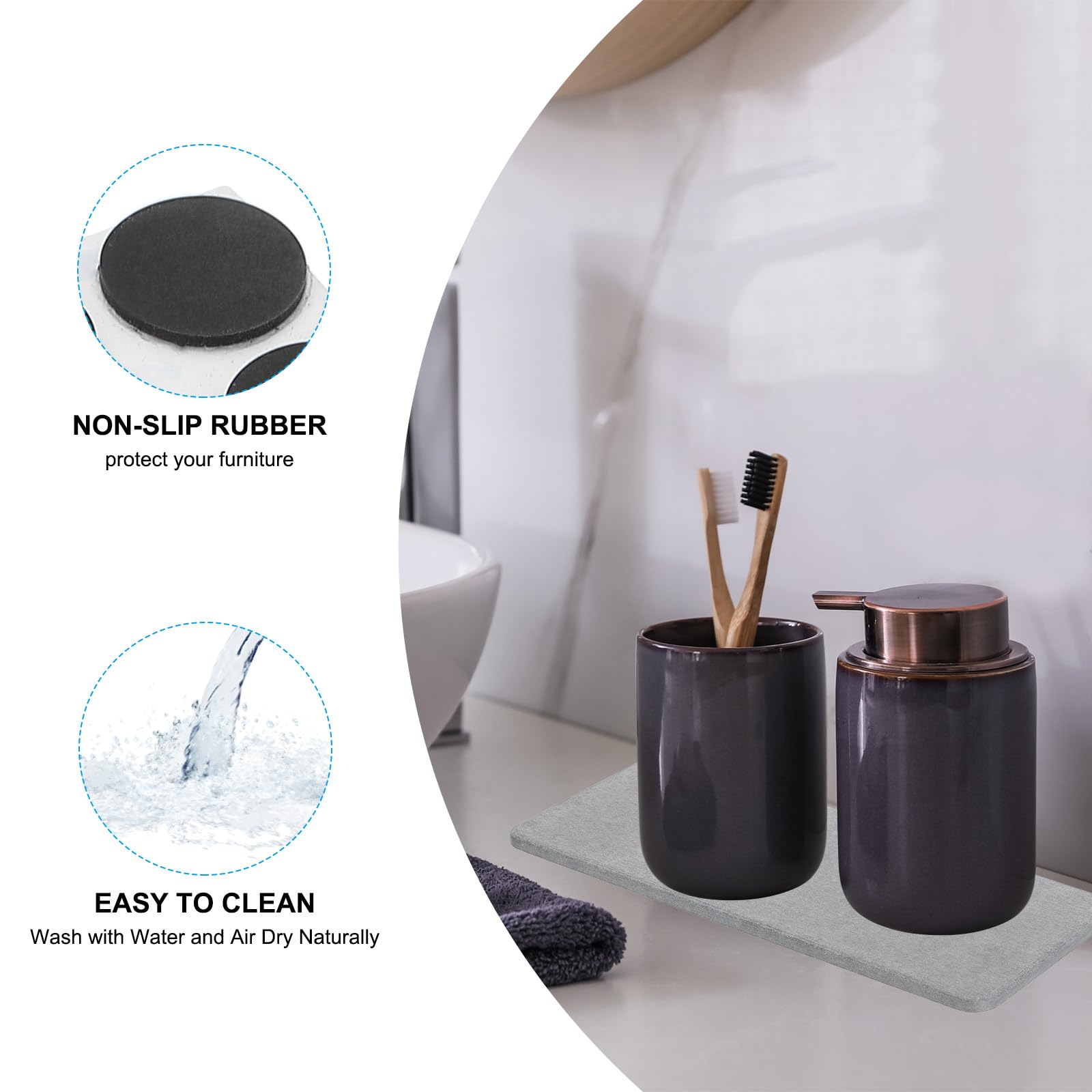 PATIKIL Square Water Absorbent Diatomite Coasters 8.3x3.9inch - Image 3
