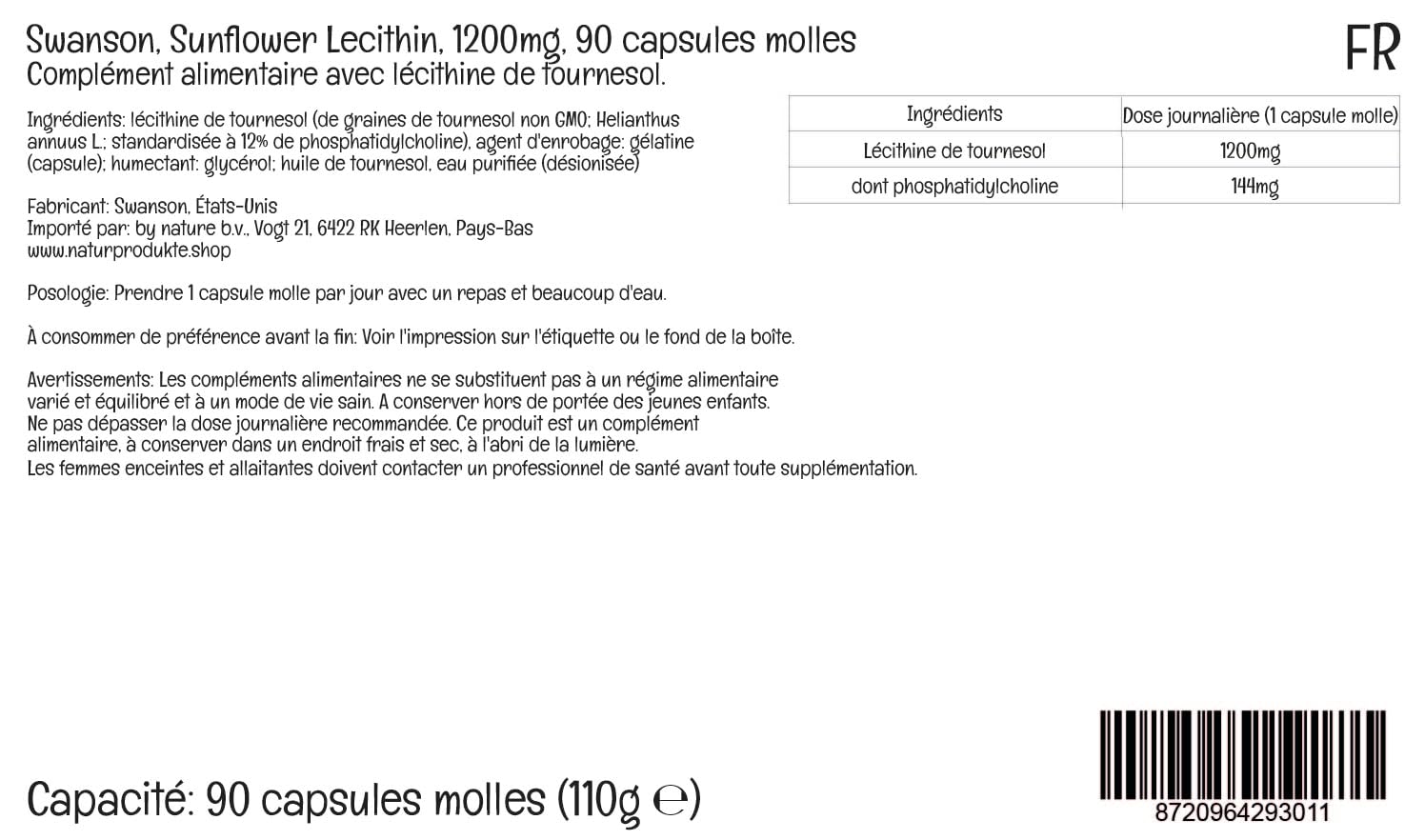 Swanson, Sunflower Lecithin, 1200 mg, Lecitina de Girasol, Alta Dosificación, 90 Cápsulas blandas, Testado en Laboratorio, Sin Soja, Sin Gluten, No GMO