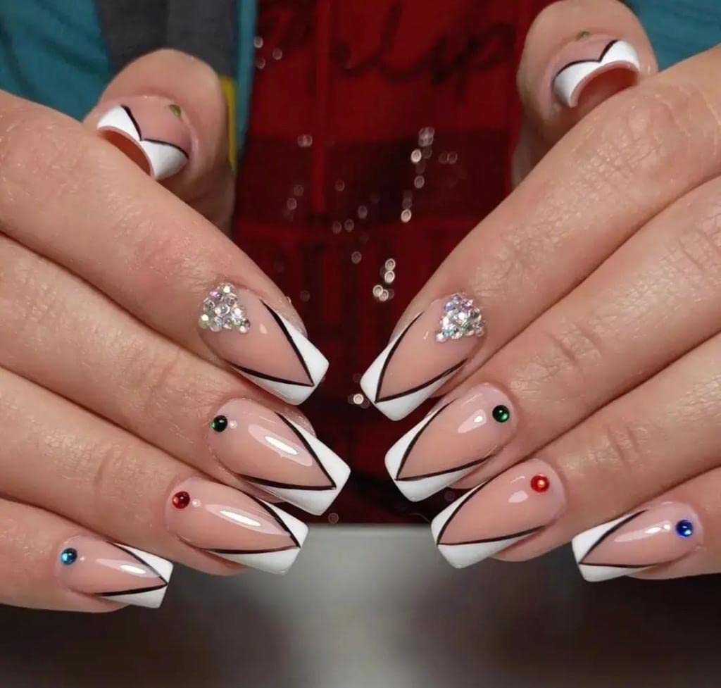 Happy finger Press on nail tip 12 nail set Set of 12 reusable, Uv treated gel finished Press-On nails with GLOSSY .. (artinail02)