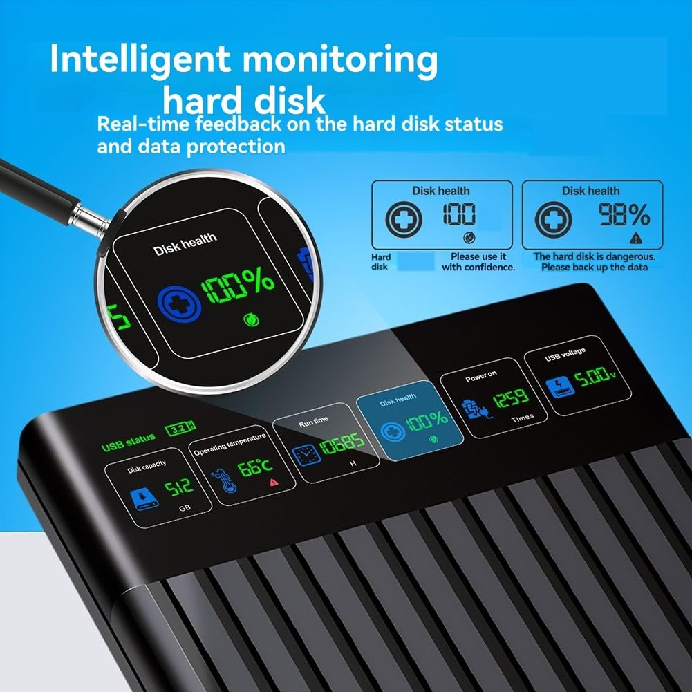Zewnętrzny dysk twardy 512 GB 6 Gb/s 2,5 na dysk twardy C Adapter z inteligentnym wyświetlaczem cyfrowym do użytku w laptopie PC
