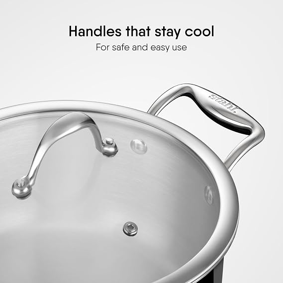 Stahl Triply Stainless Steel Artisan Casserole with lid, 4118, 18cm, 1-Piece, Silver