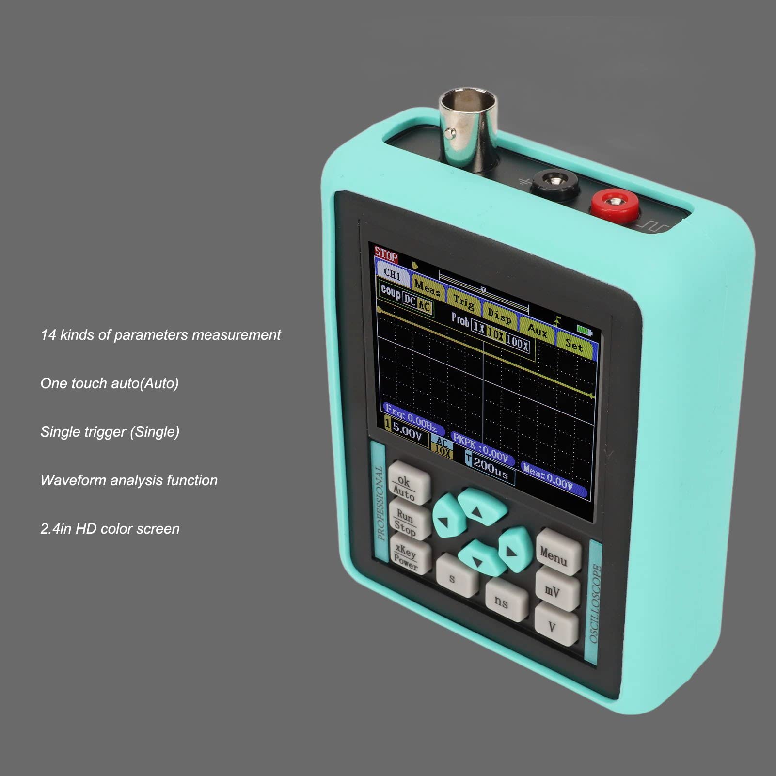 Oscilloscopio Digitale, Larghezza di Banda 120M Frequenza di Campionamento 500M Oscilloscopio Portatile a Canale Singolo, Kit Oscilloscopio Portatile a Quadrata Regolabile