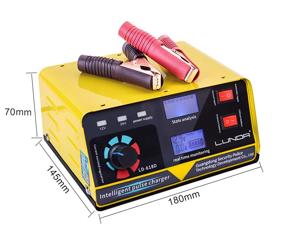 Ładowarka do akumulatorów samochodowych, ładowarka samochodowa 240 W 12 V / 24 V 6 400 Ah 20 A automatyczna ładowarka samochodowa akumulator motocyklowy akumulator samochodowy akcesoria samochodowe