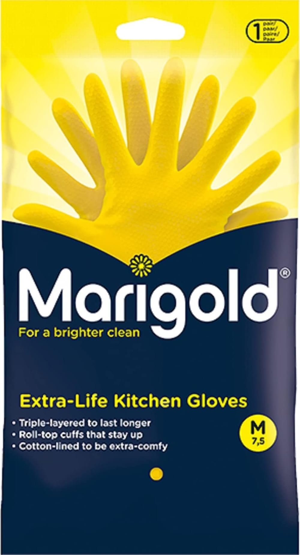 Marigold Yellow Kitchen Bathroom Cleaning Gloves Size Medium