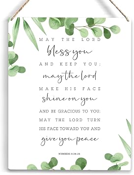 YCYD May the Lord Bless You Bible Verse Wood Sign Rustic Numbers 624-26 Wooden Hanging Plaque for Home Office Wall Art Decoration 8 x 10 Inches Present