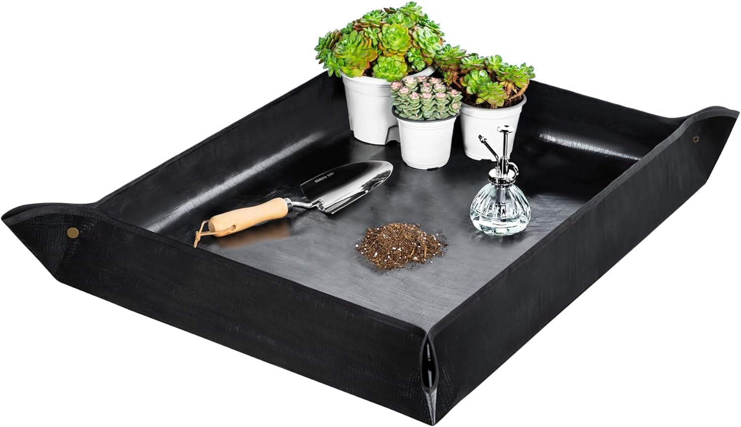 DHRUSIMI Gardening Mat for Plant Transplanting and Mess Control Thickened Waterproof Potting Tray Succulent Potting Mat Portable Gardening Mat Plant Gifts for Women Men, (Black, 100x100 cm)-image-29