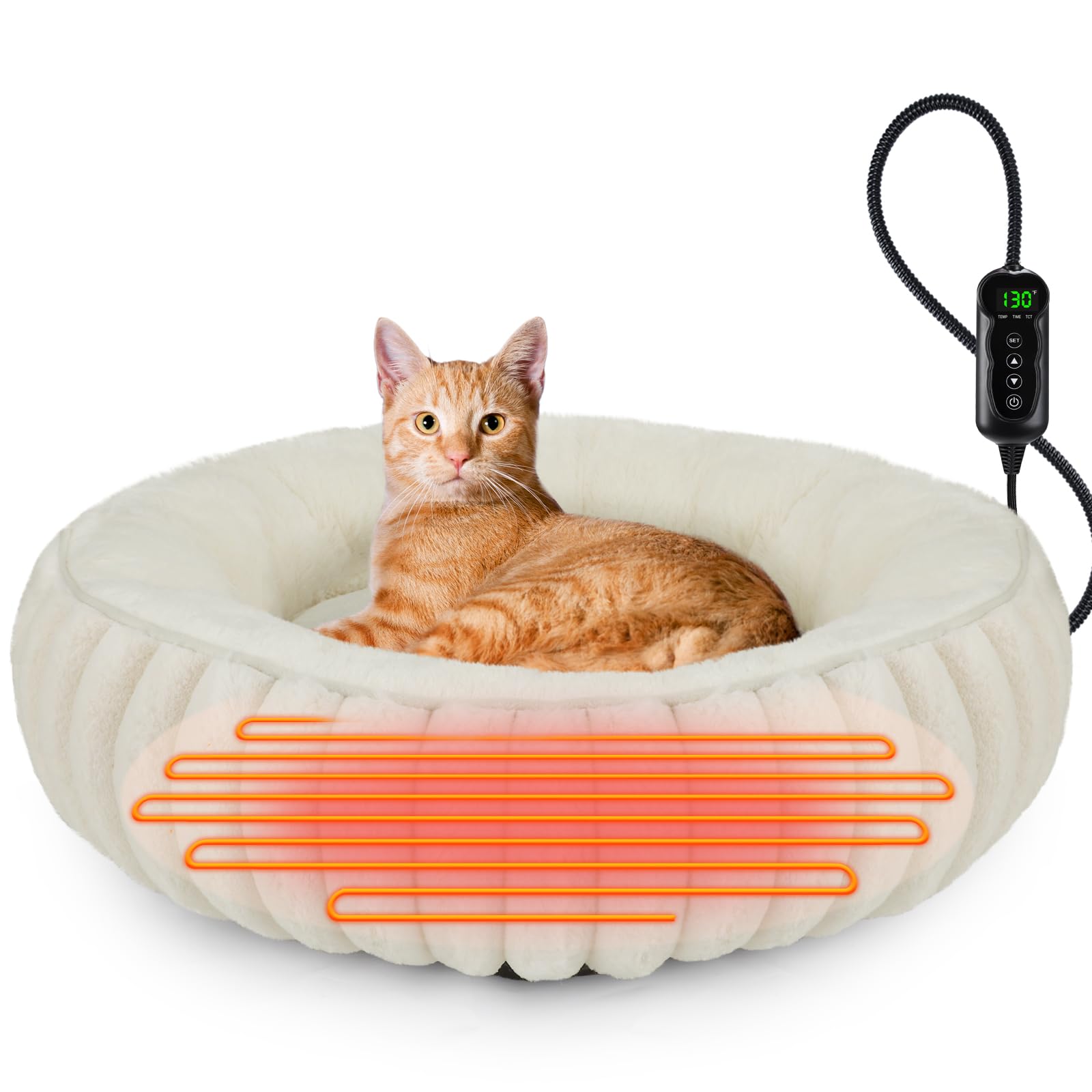 INVENHO Heated Cat Bed Donut