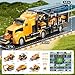 NIPLOOOW Construction Trucks Toy Set with Play Mat, Carrier Truck Play Vehicles Set for 3 4 5 6 Years Old Boys Kids, Die-Cast Car Toy for Toddlers 3-4 Years, Birthday Gifts Toys for 3-9 Year Old Boys