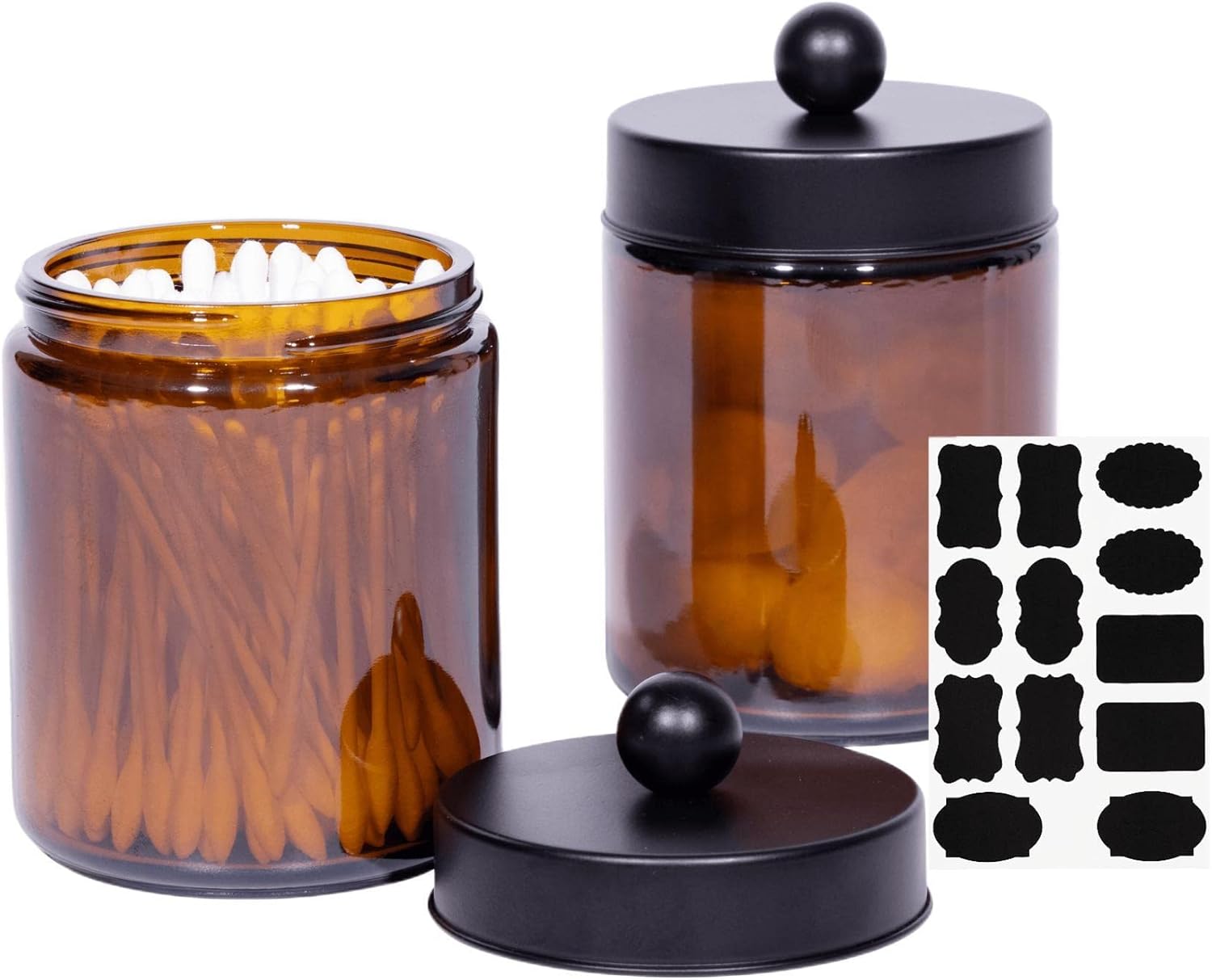 2Pack Bathroom Pharmacist Storage Jars Vanity Organiser, Glass Jars Q