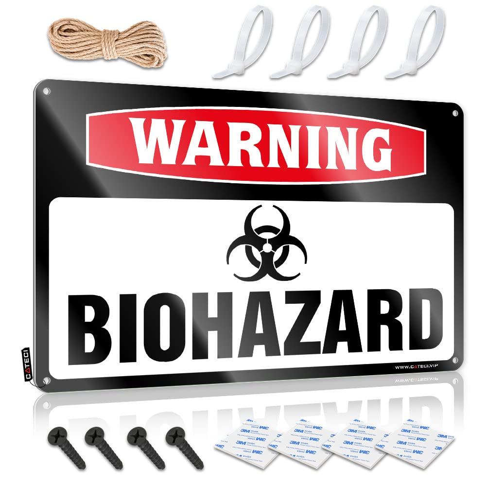 Retro Wall Art Cute Ready To Hang - Warning Biohazard Fun For Basement Bar(30X40CM)