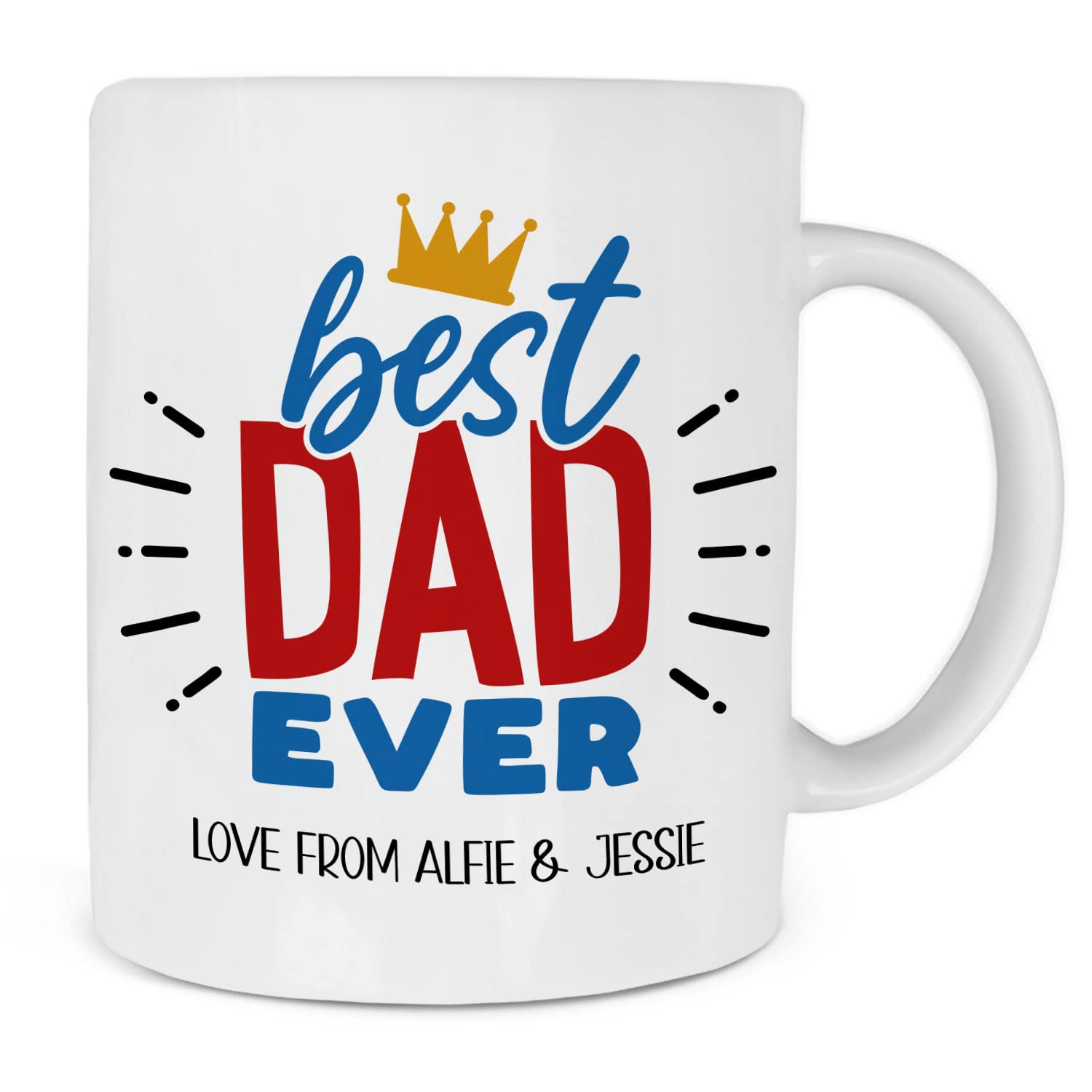 Personalised Best Dad Ever Mug, Gift for Fathers Day Birthday Christmas, Coffee Mug Gift Idea for First Fathers Day, Present for Daddy from Son Daughter