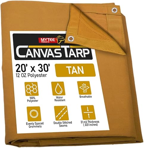 Miniatura 56 de Mytee Products Lona de lona marrón oscuro de 6 x 8 pies de 12 onzas, resistente al agua y transpirable, lonas resistentes, cubierta de lona