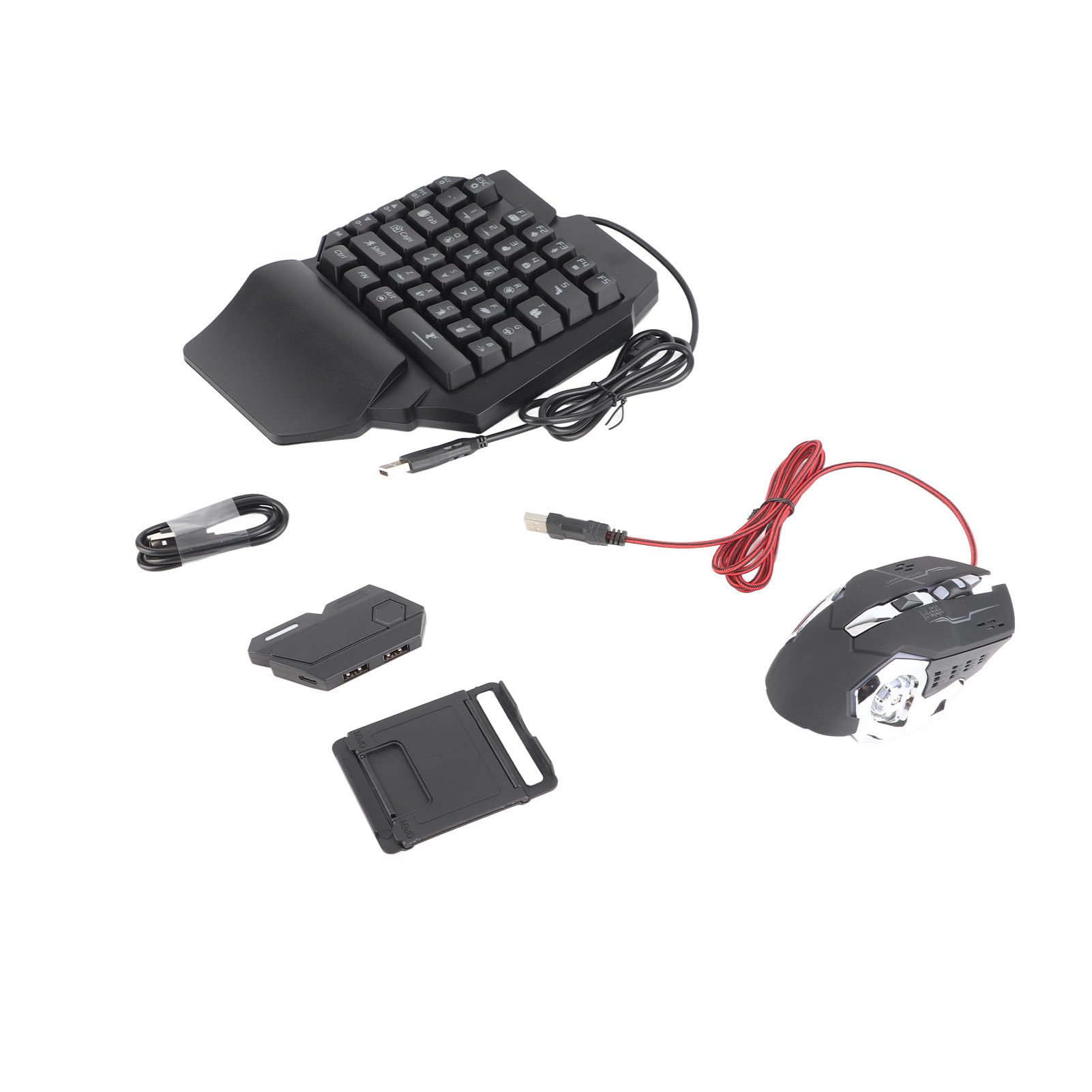 Generic Odczucie Mechaniczne Klawiatura do Gier i Mysz Konwerter Bluetooth 5.0 RGB Podpórka Pod Nadgarstek Pół Ręki 35 Klawiszy Klawiatura Mysz z Konwerterem do Telefonów Komórkowych