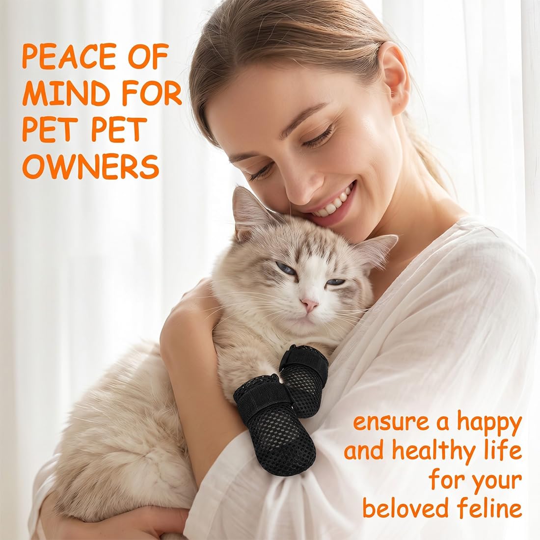 4 Pzs Protectores De Uñas Para Perros, Gatos,Guantes Para Gatos A Prueba De Arañazos, Protector Ajustable De Malla Para Uñas De Gato, Antideslizantes (L/4-7Kg)