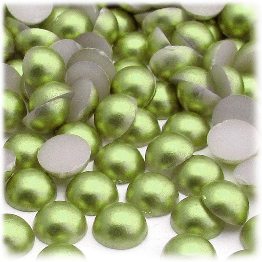 144-pc Pearl Finish Half Dome Beads, Round, 10mm, Grass Green