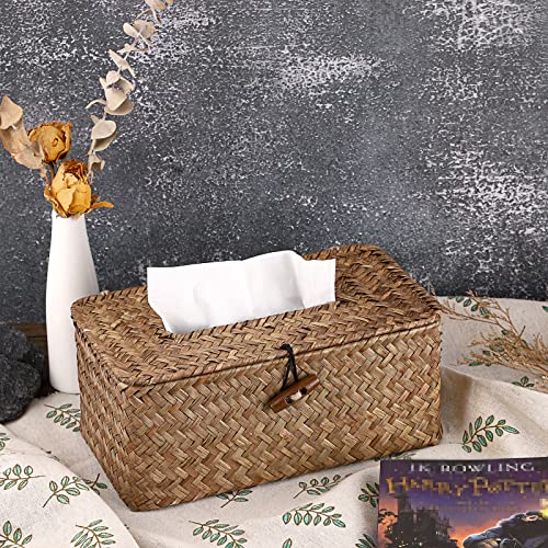 Sumnacon ULSMC00504 Tissue Box Cover Rectangle Tissue Box Seagrass Tissue Box Holder Woven Tissue Holder Decorative Tissue Cover thumb #6