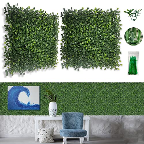 Image of Bybeton 24pk 10 inchx10 inch Fake Boxwood Greenery Backdrop Privacy Fence Screen