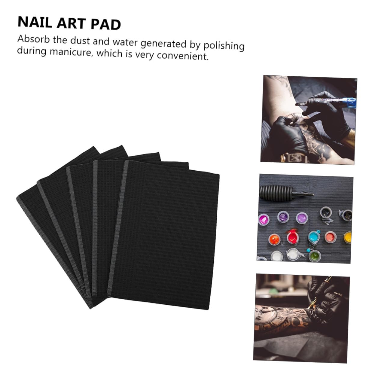 Zerodeko Tappetino per Manicure Monouso 125 Pezzi Tovagliette Assorbenti per Nail Art e Protezione Tavolo per Saloni di Bellezza e Centri Tatuaggi Colore Nero