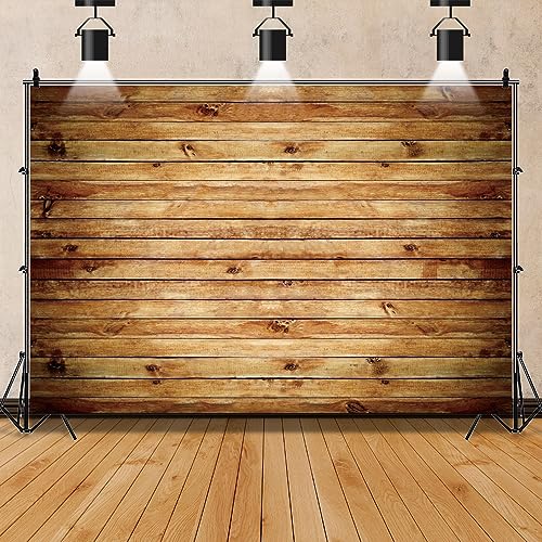 Pnylzzyxh 10x8ft Wood Backdrop Rustic Wooden Backdrop Wall Brown