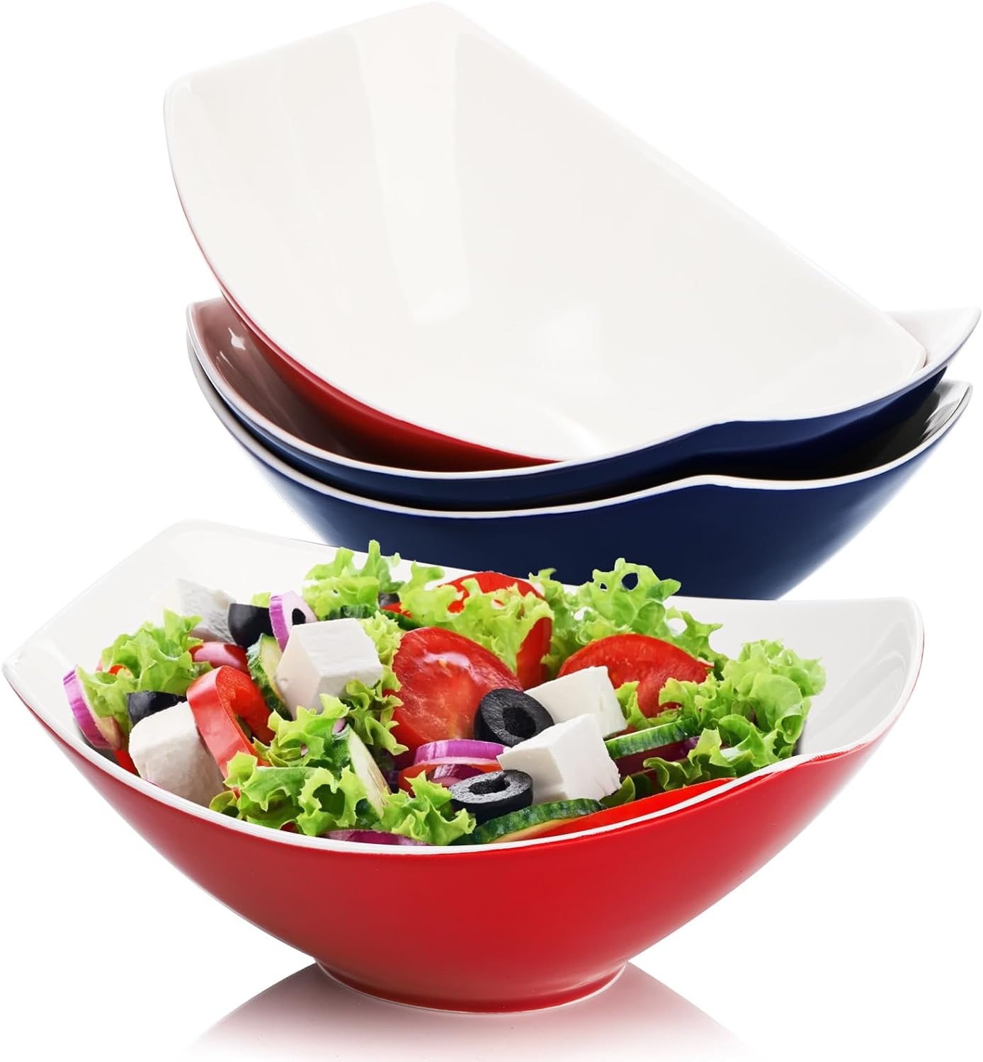 AVLA 4 Pack 9" Porcelain Serving Bowls, 28 Ounce Large Serving Dishes ...