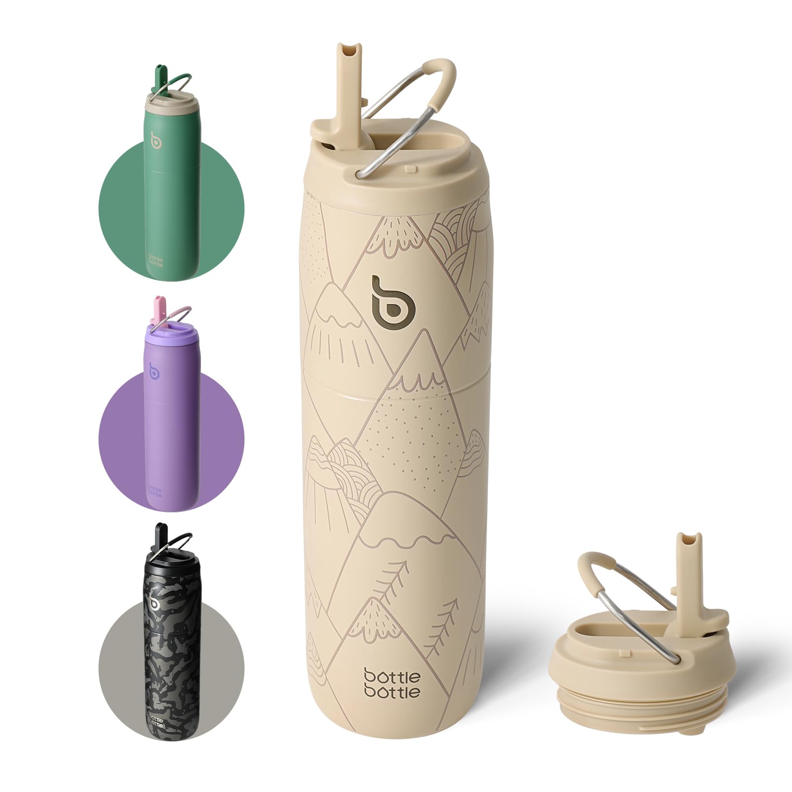 Bottle Bottle Insulated Water Bottle 950ml(32oz) with Straw and Lid for Sports and Gym Stainless Steel Metal Drink Flask for Hot Water with Handle (Mountain Haze) — image 1