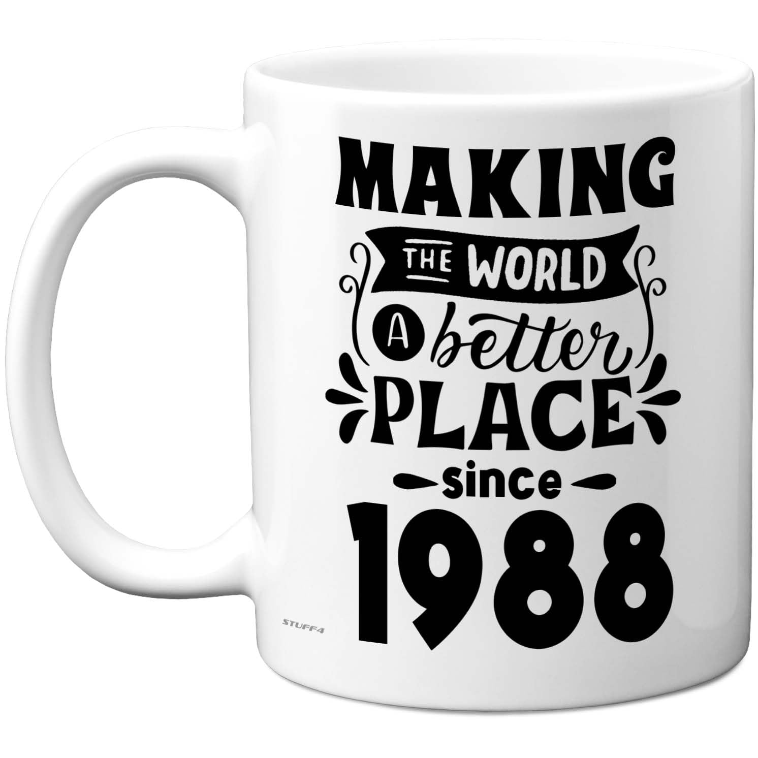Stuff4 38th Birthday Mug Gift for Men Women - Making The World a Better Place Since 1988 - Happy 38 Birthday Gifts for Grandad Grandma Nan Retro Back in 1988 Age 38 Bday, 11oz Ceramic Coffee Mugs