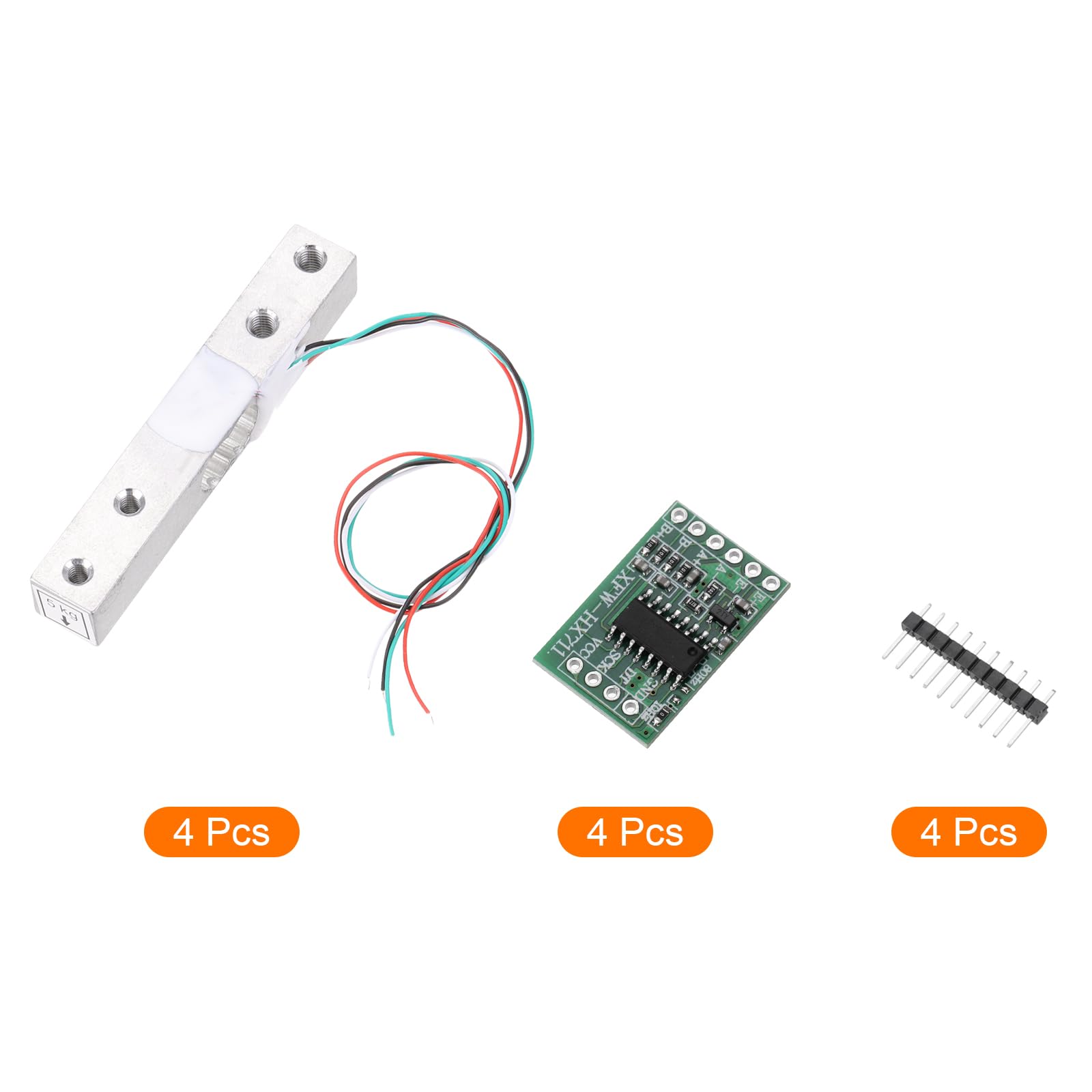 QUARKZMAN Sensori di Pesatura, 4 Set Sensore Peso Cella Carico Digitale 5Kg + Modulo Hx711 Sensore Pesatura 24 Bit A/D Precisione Doppio Canale per Kit Bilancia Cucina Elettronica Portatile