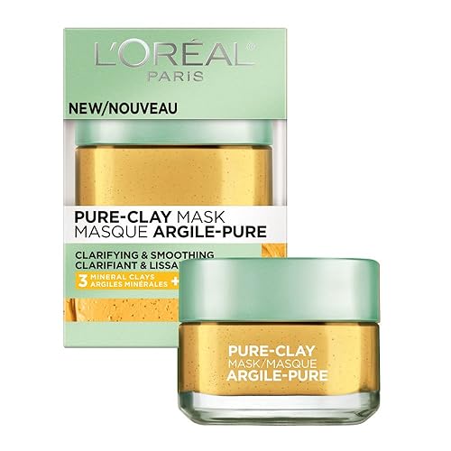 Miniatura 1 de L'Oreal Paris - Mascarilla facial de arcilla pura para el cuidado de la piel con limón Yuzu para pieles ásperas para aclarar y suavizar, máscara de