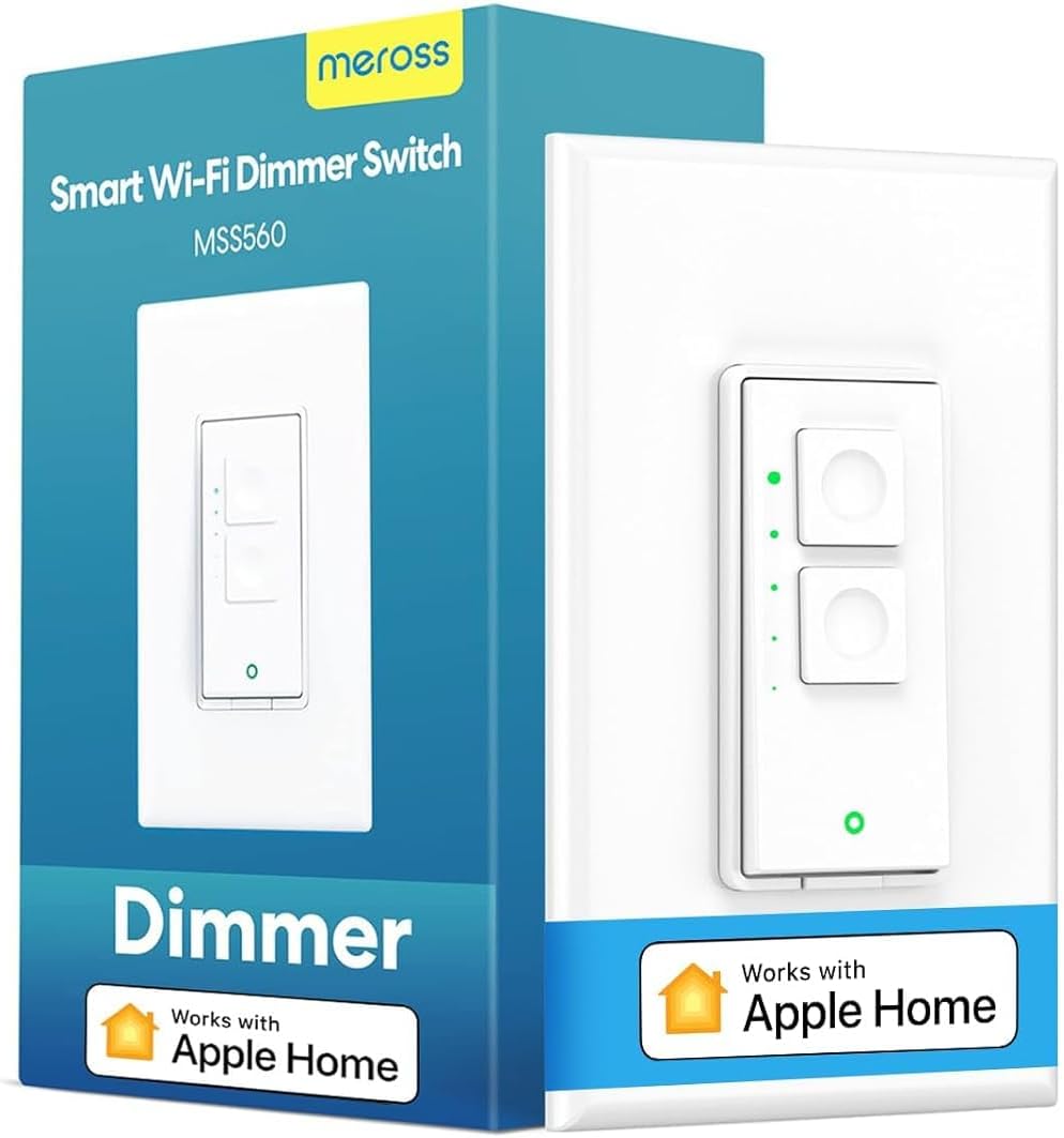 Smart Dimmer Switch Single Pole Supports Apple HomeKit, Alexa Google Assistant & SmartThings, 2.4GHz WiFi Light Switch for Dimmable LED, Neutral Wire Required, Remote Control Schedule, 1 Pack