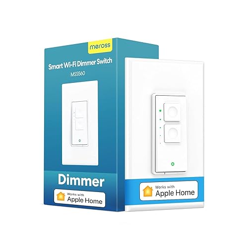 meross Interruptor de atenuación inteligente de un solo polo compatible con Apple HomeKit, Alexa Google Assistant y SmartThings, interruptor de luz