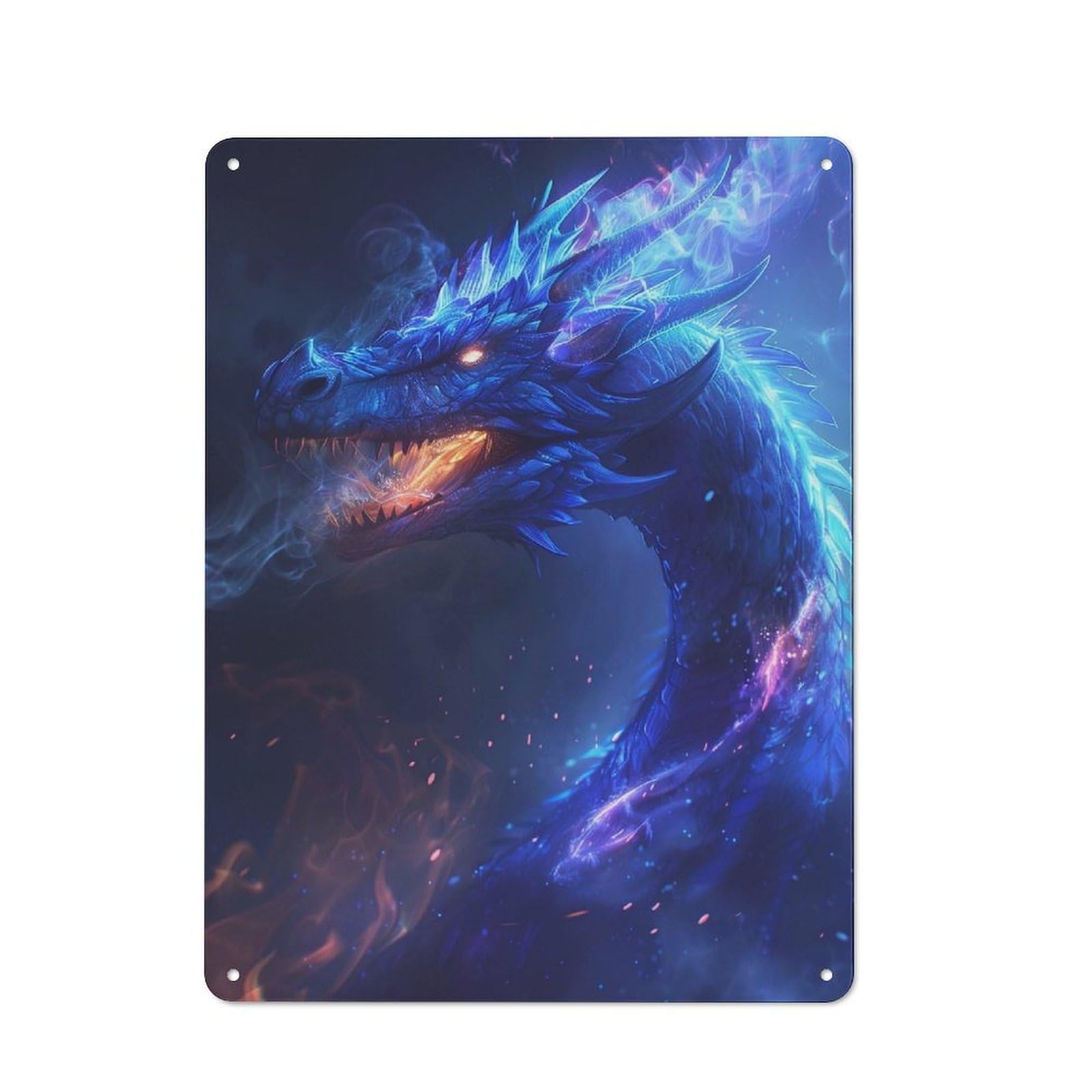 Classic Metal Sign 40x30cm Featuring Neon Dragon Art, Bar Wall Plaque for Diner, Restaurant, Shed Or Kitchen