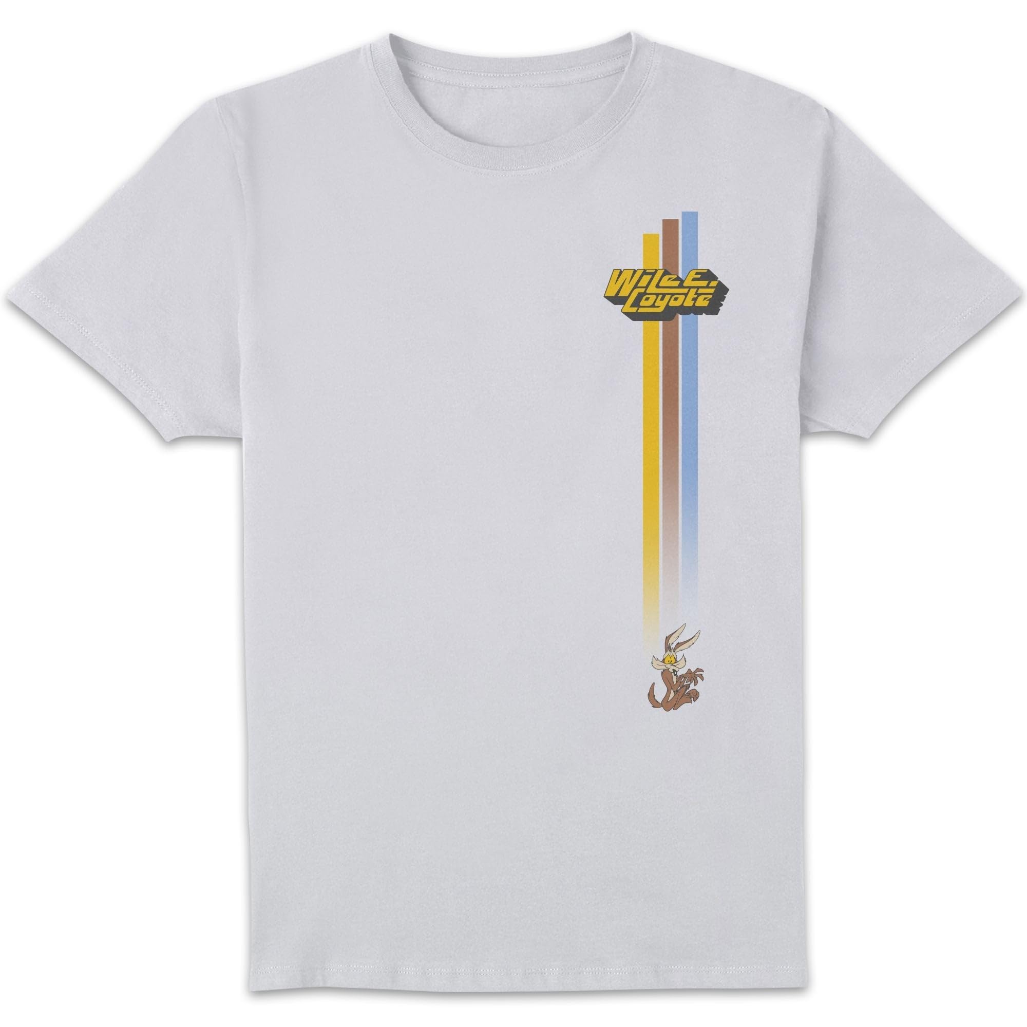 Zavvi Unisex Multi Looney Tunes Kaboom Collection Wile E. Coyote Retro Stripe Men's T-Shirt - White M