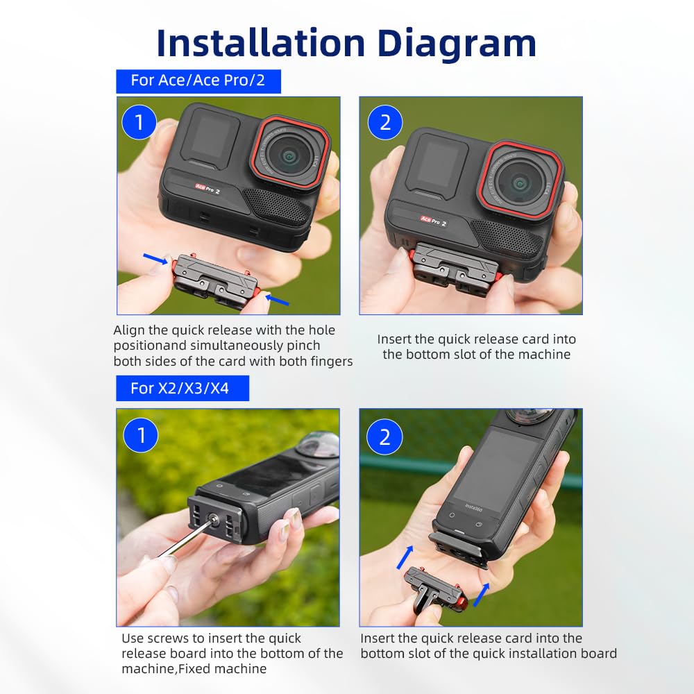 para Insta360 Ace Pro2 X4 Ace Pro2 Base metálica de liberación rápida Adaptador magnético, Accesorio de Tapa Superior (Base)