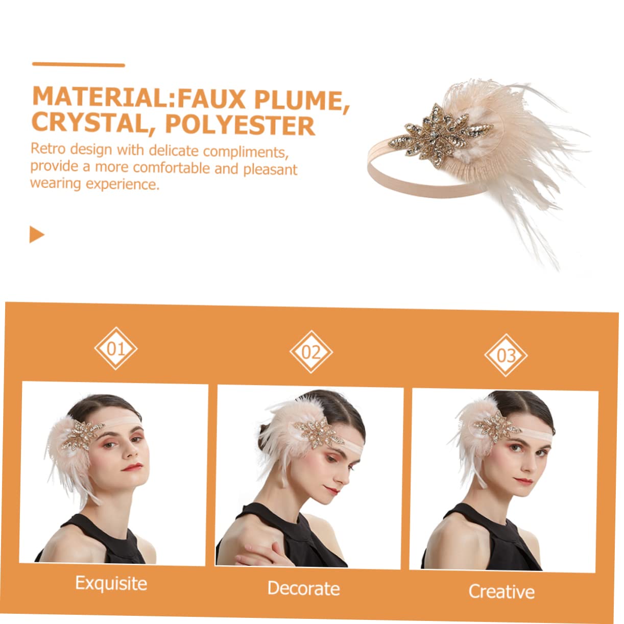Healeved 5pezzi Cerchietto Flapper Anni Per e Matrimoni Fascia Per Accessori Vintage Per Cerimonie e