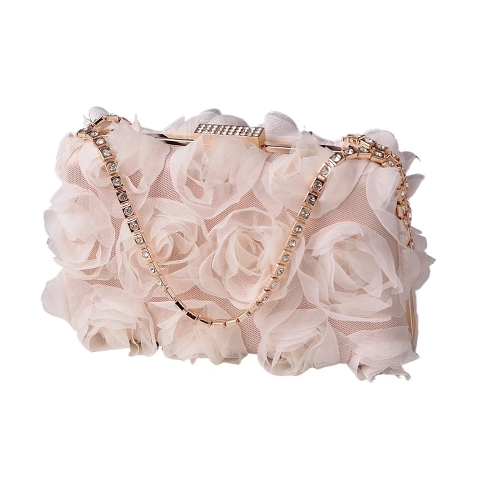 Damen 3D Blumen Clutch Tasche Frauen Süße Chiffon Floral Abend Party Handtasche Luxus Handgemachte Strass Kleid Tasche Büro Dame Vielseitige Umhängetasche