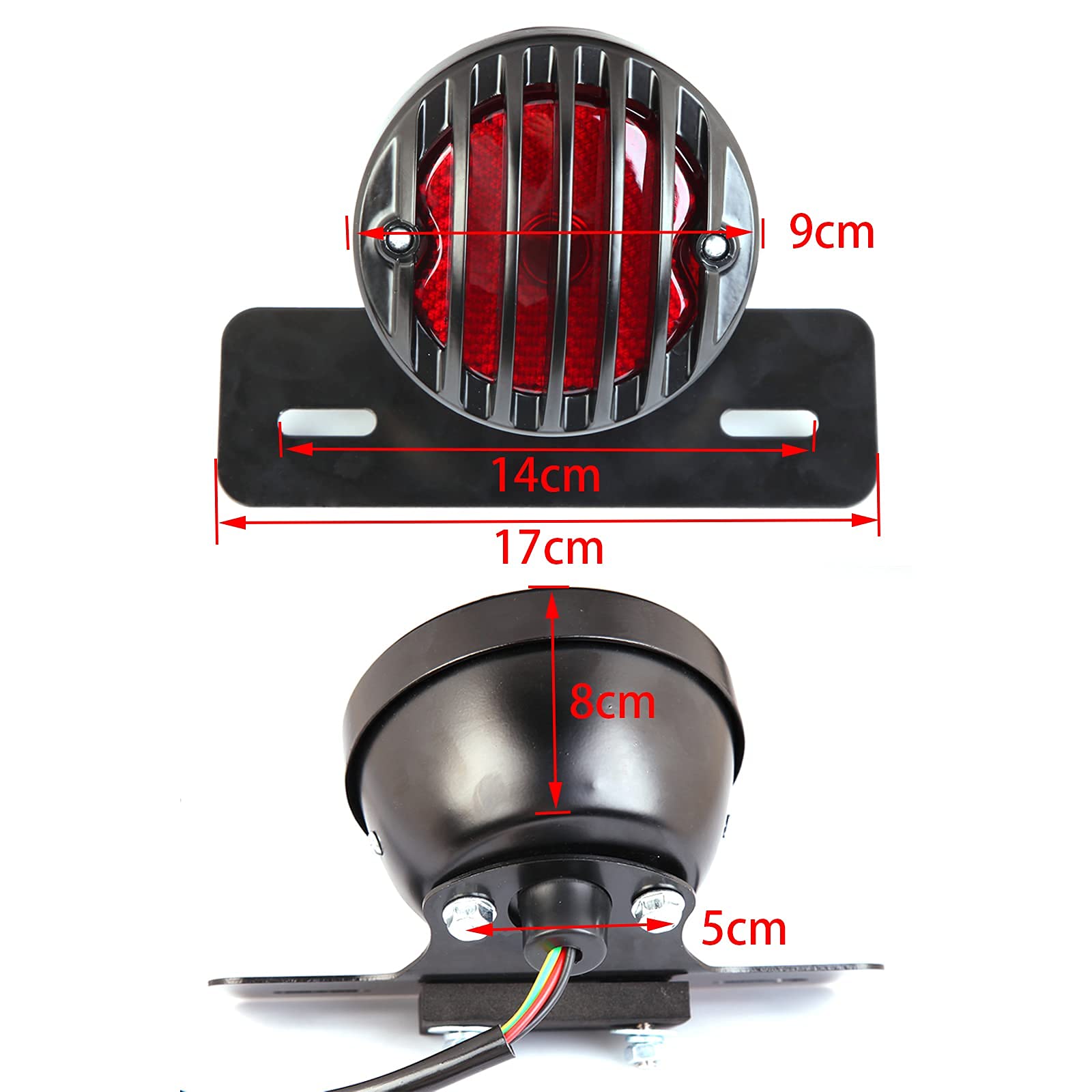 JMTBNO Fanale Posteriore per Moto Universale 12V Retrò Lampada Luce del Freno Luce Motore Alluminio Staffa per Chopper Bobber Cruiser Cafe Racer Scooter ATV