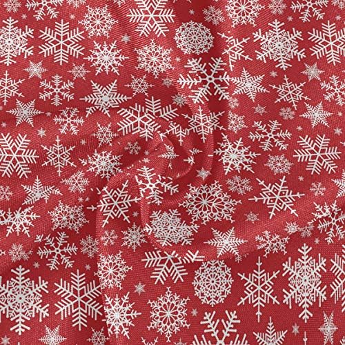 Mnsruu Christmas Tablecloths, Christmas White Snowflakes Decorative Table Cloth for Circular Table Cover Dinner Table Parties