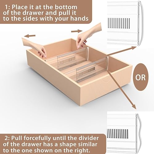 Miniatura 4 de Paquete de 4 separadores de cajones ajustables para ropa, 5 pulgadas de alto expandibles de 13 a 22 pulgadas, separadores de plástico de
