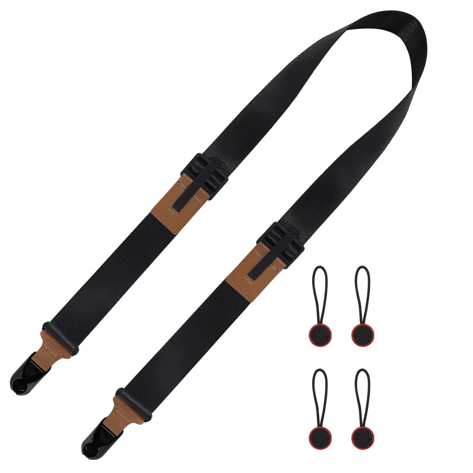 Sangle Appareil Photo avec Fermetures Rapides, Lanière Noire et Marron pour Appareils Numériques, Camera Strap avec 4 Points d'Attache
