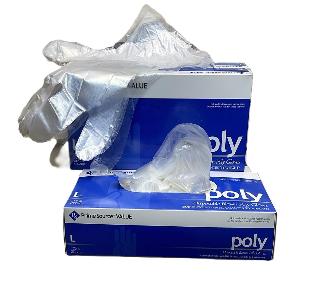 VALUE Blown Poly Gloves, Large Size, 4/500 per Case