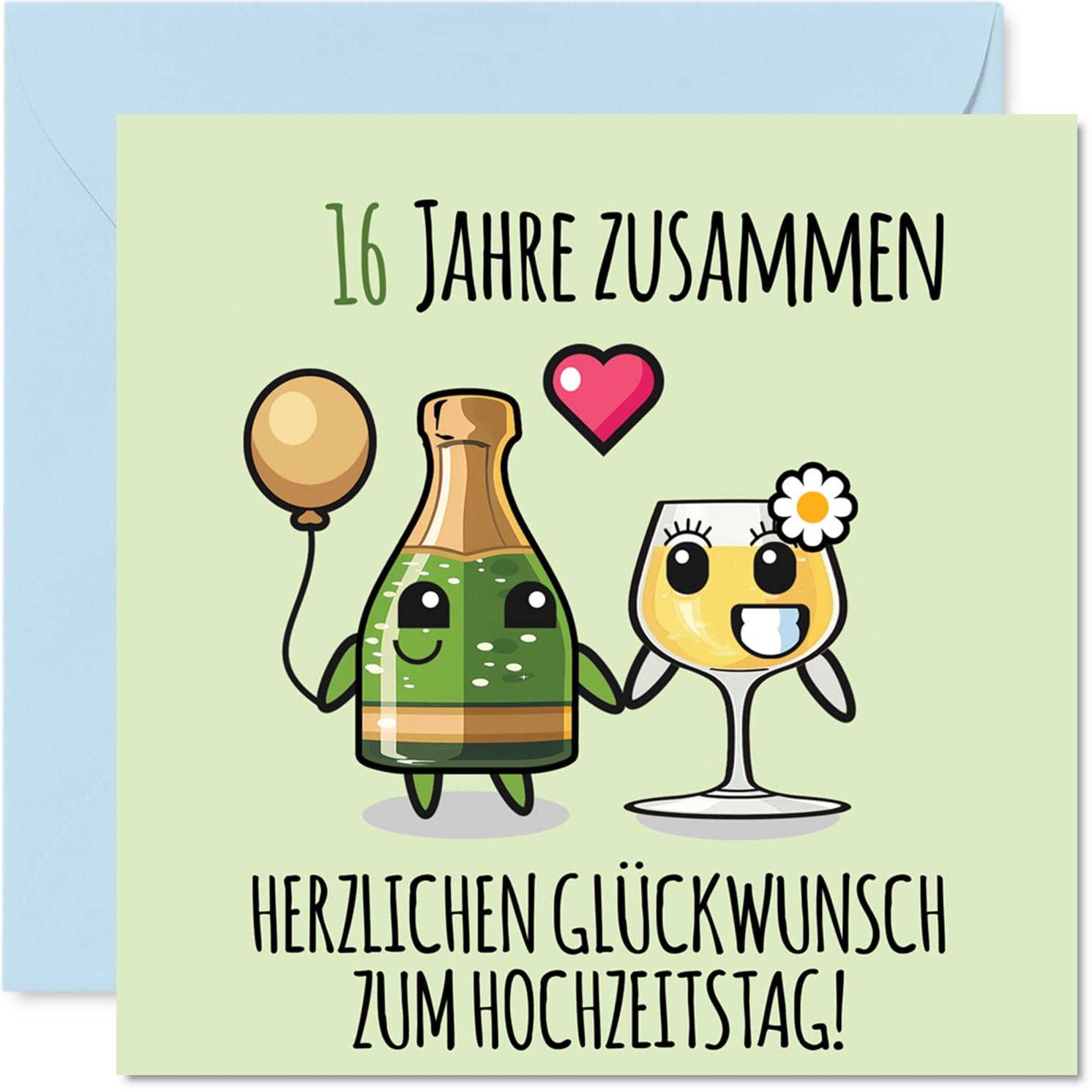 Karte Zum 16. Hochzeitstag – Retro-Design Für Romantische Grüße