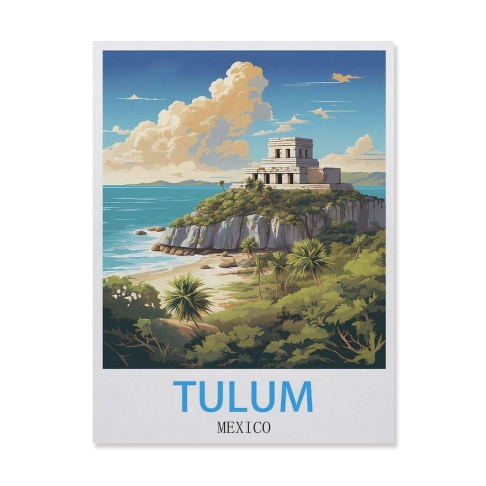 Beayodkp A14 Tulum Mexico，Beginner-Friendly Paint-By-Number Kit,Easy Introduction To Art(40X50cm) 15.7X19.6 Inches-Fg71