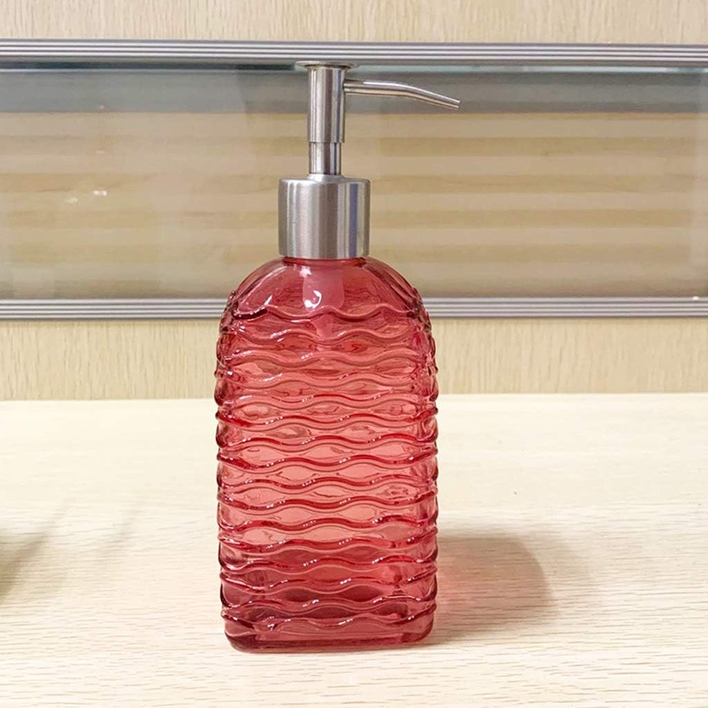 Amazon.com: Leluo-RR Stripe Glass Soap Dispenser, Stainless Steel Pump, Hand Pump Bottle, for ...