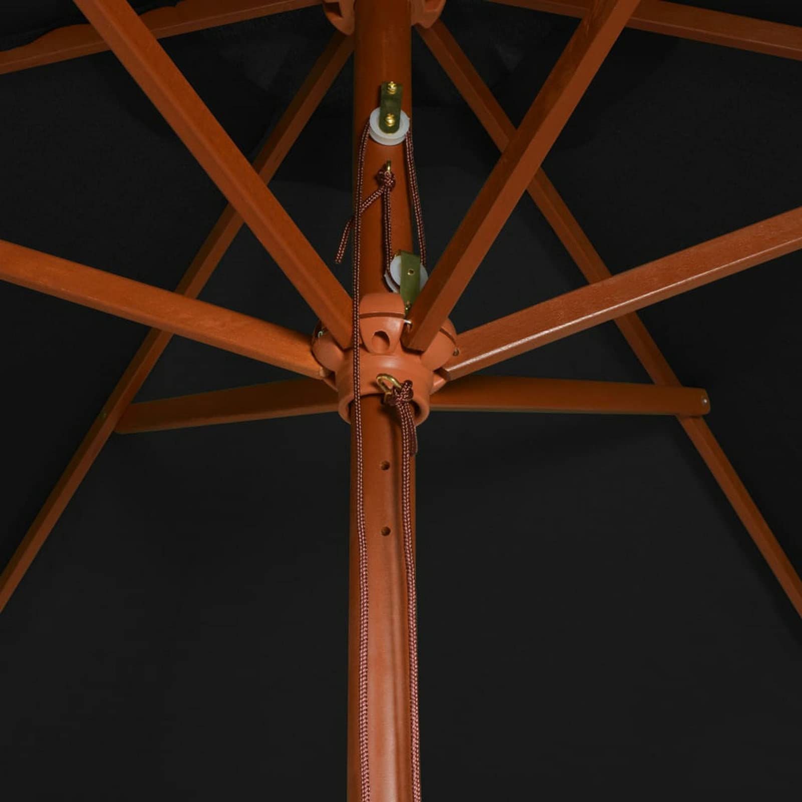 Homgoday Sombrilla de jardín con Palo de Madera Negro 200x300 cm Sombrilla de Jardín,Protección UV Sombrilla Jardín Grande Orientable Jardín Parasol Balcón