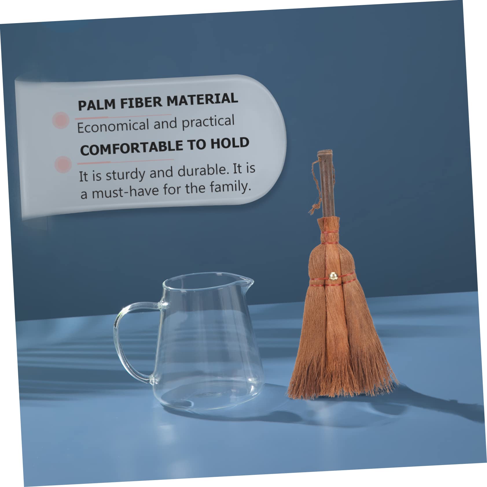 HOODANCOS Palm Fiber Broom for Home Cleaning Compact Tool for Desktop Tea Tray and Kitchen Use and Household Accessory