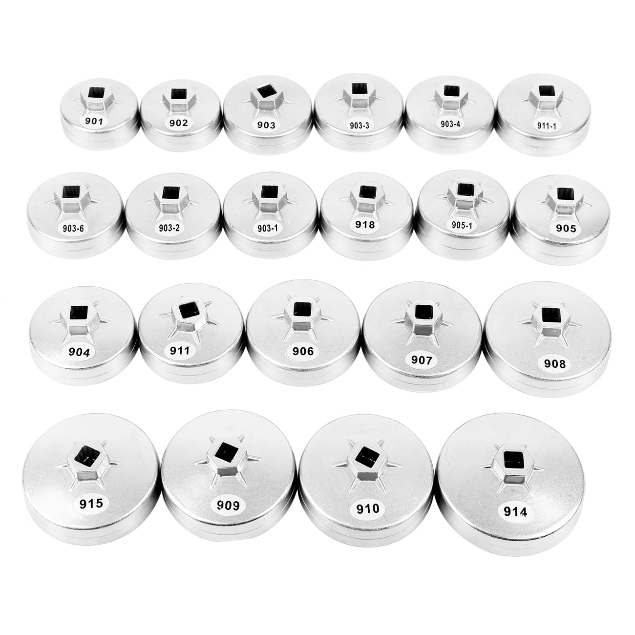 Juego de 23 tapas de filtro de aceite de aluminio, herramientas especiales, cambio de aceite, herramienta universal, 65-101 mm