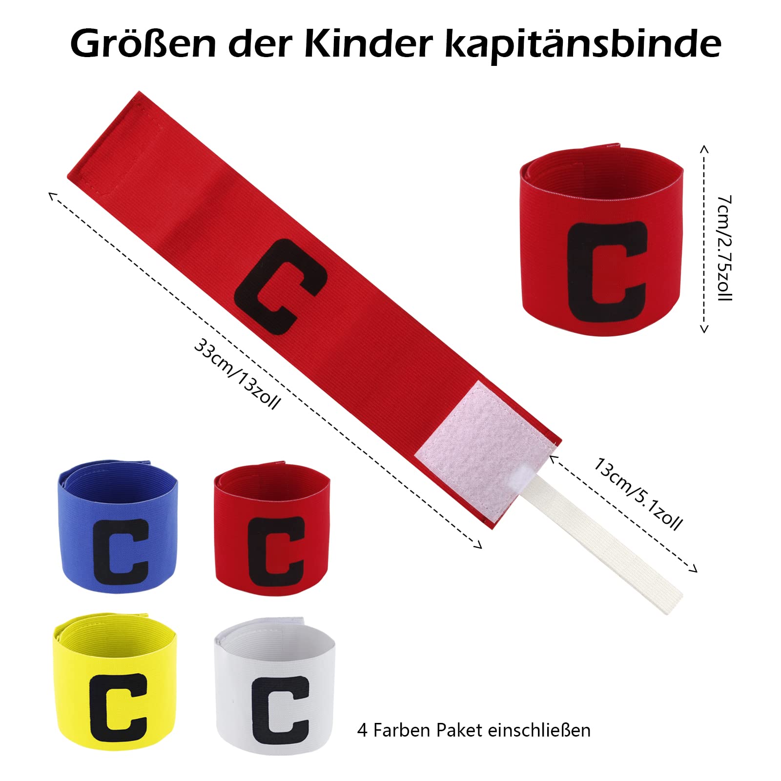 Brassard De Capitaine De Football - Lot De 10 - Élastique Réglable Avec Lettre C - Couleurs Vives (Rose, Jaune)